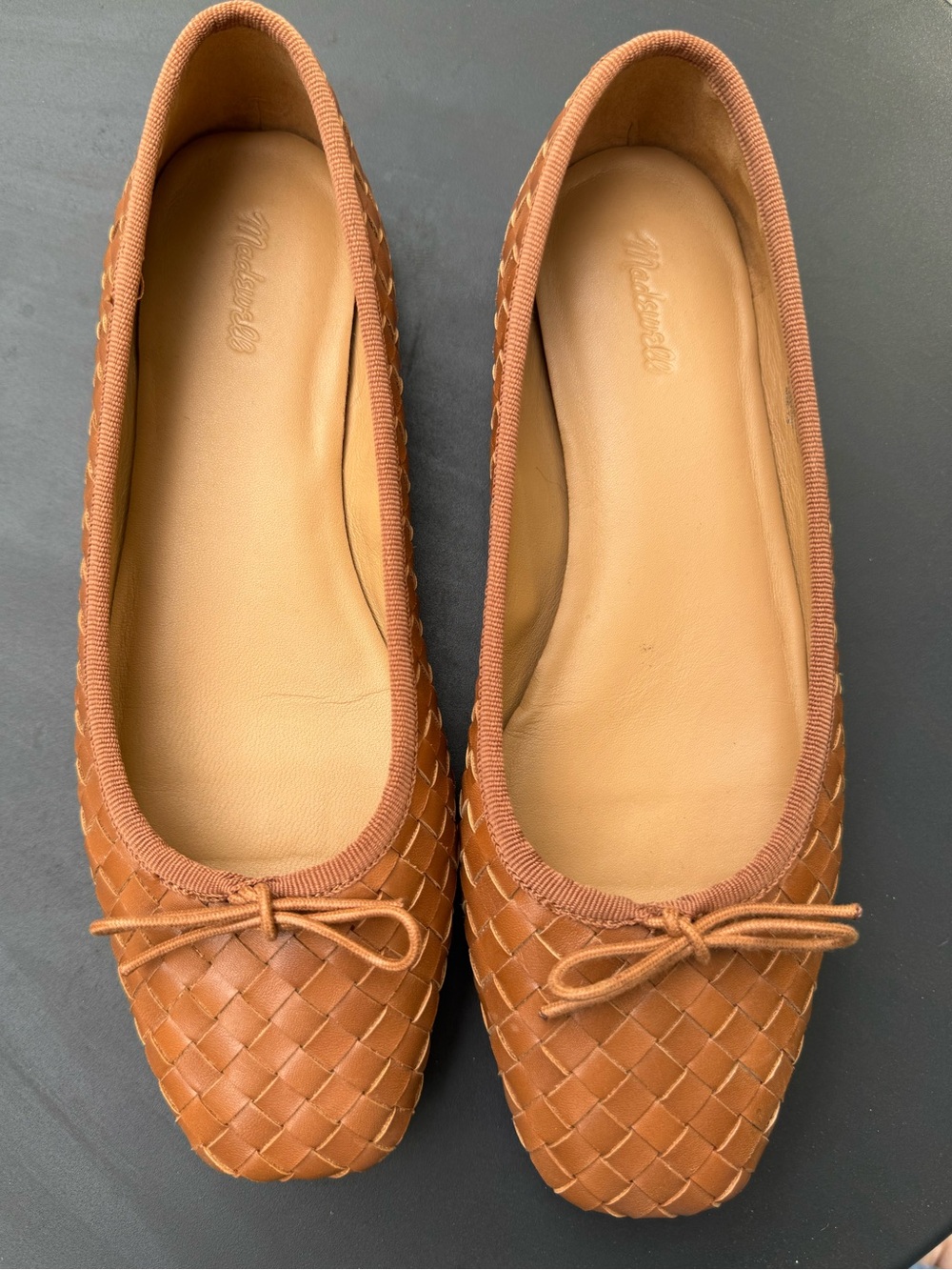 MADEWELL Anelise Woven Leather Ballet Flats - Warm Coffee